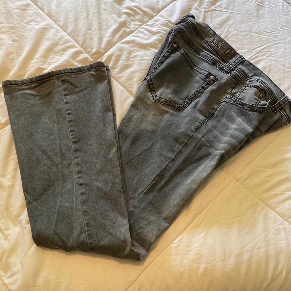 Rockin C Women’s High- Waist Bootcut Jeans - Gray/Black
